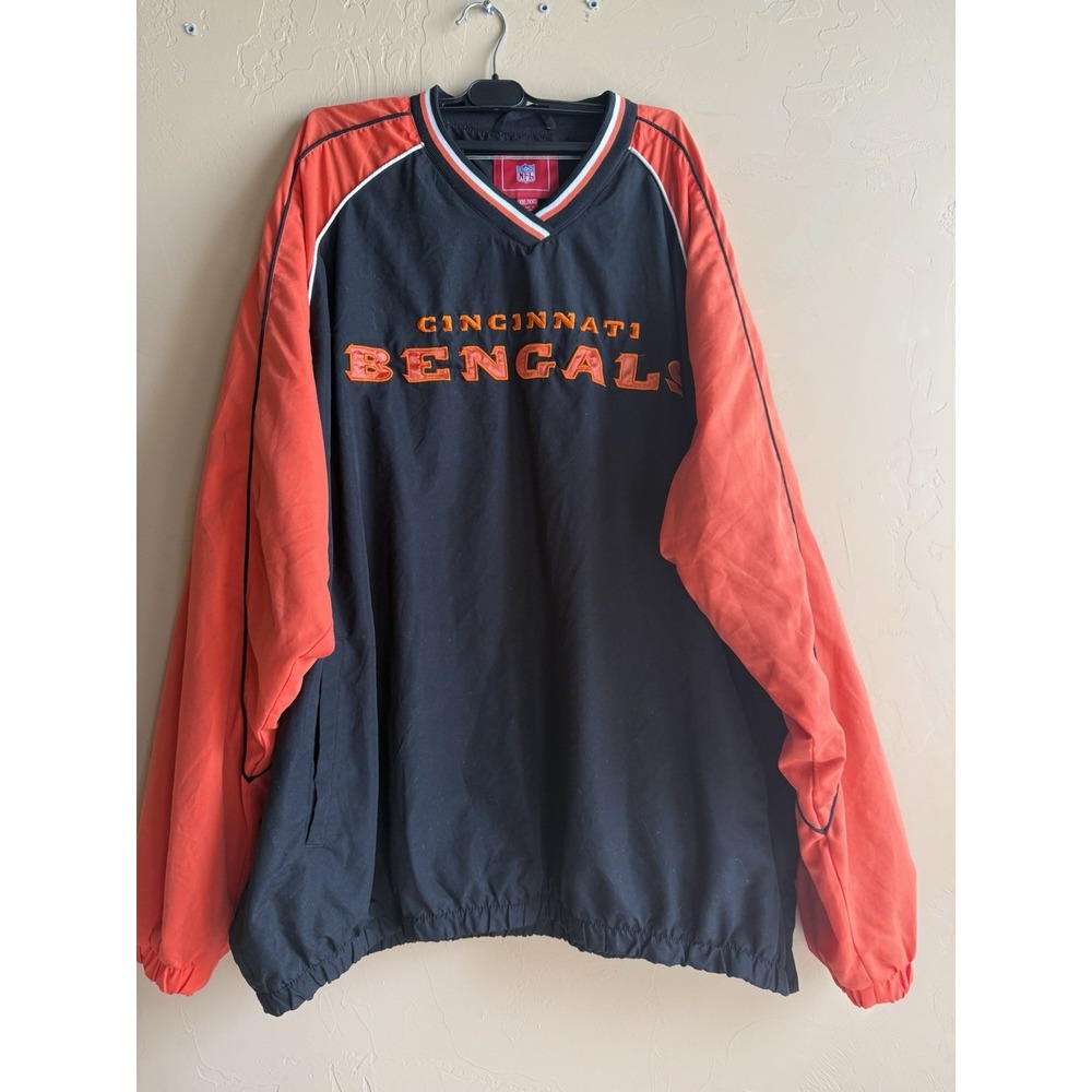 Bengals Pullover Windbreaker NFL 2XL Orange And Black - Picture 1 of 3